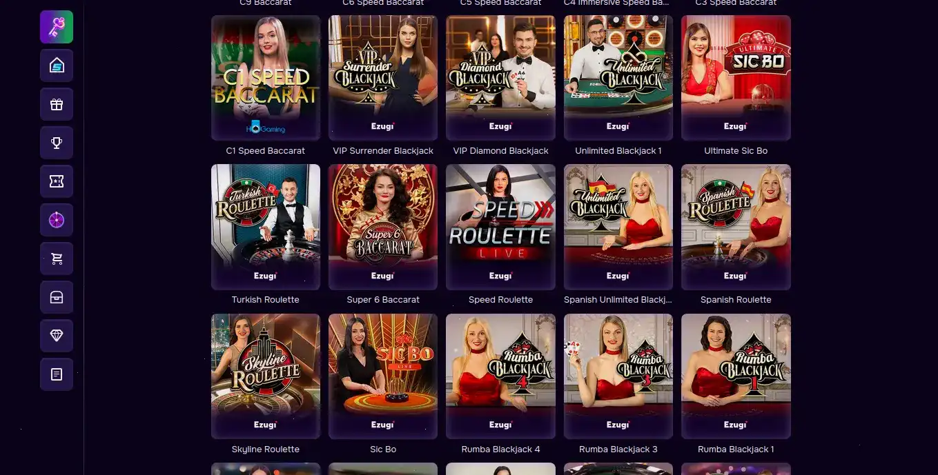 Интерфейс игрового зала казино Баунти с множеством слотов